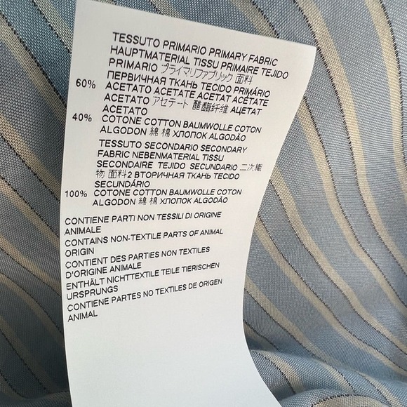 Maison Margiela Blue Pinstriped Band Collar Men’s Long Sleeve Button Up Shirt - Picture 7 of 11